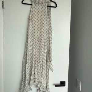 Zara White and Black Dotted Dress